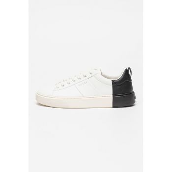 Pantofi sport de piele si piele ecologica cu detaliu contrastant