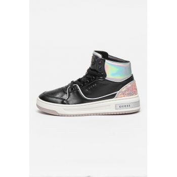 Pantofi sport mid-high de piele ecologica cu detaliu stralucitor