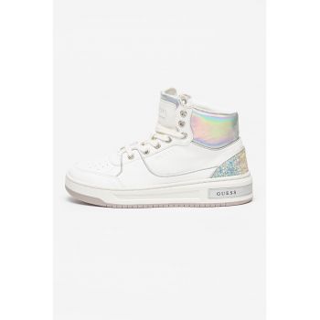 Pantofi sport mid-high de piele ecologica cu detaliu stralucitor