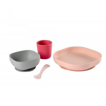 Set de Masa Silicon Beaba 4 Piese Roz