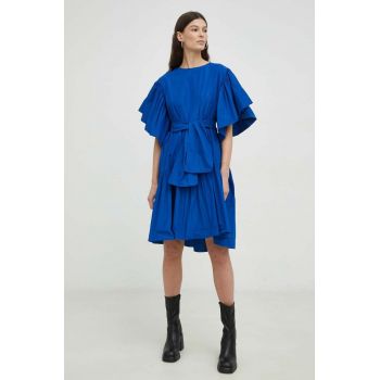 MMC STUDIO rochie culoarea albastru marin, mini, evazati