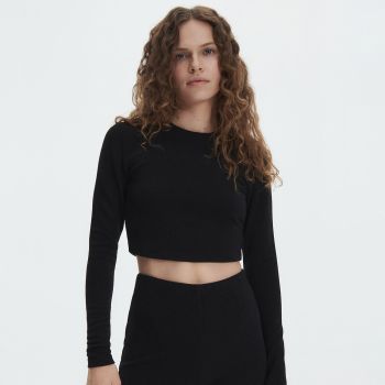 Reserved - Crop top cu mânecă lungă - Negru Reserved - Crop top cu mânecă lungă - Negru