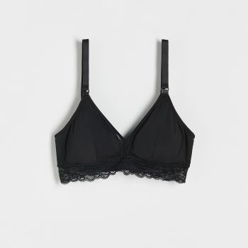 Reserved - Sutien întărit, cu cupe triunghi - Negru