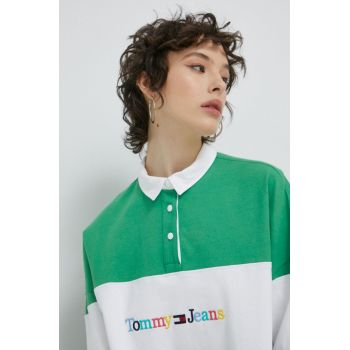 Tommy Jeans hanorac de bumbac culoarea verde