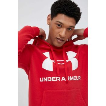 Under Armour bluză barbati, culoarea rosu, cu glugă, cu imprimeu 1357093-652 de firma original