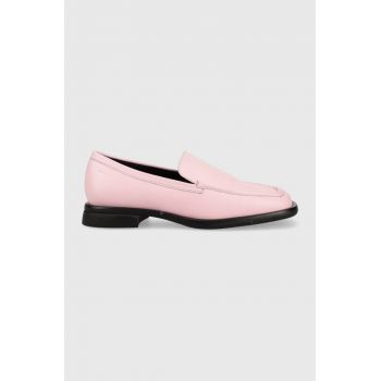 Vagabond Shoemakers mocasini de piele BRITTIE femei, culoarea roz, cu toc plat, 5451.001.45
