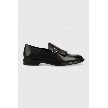 Vagabond Shoemakers mocasini de piele FRANCES 2.0 femei, culoarea negru, cu toc plat, 5506.001.20