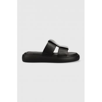 Vagabond slapi de piele Blenda femei, culoarea negru, cu platforma, 5519.201.20