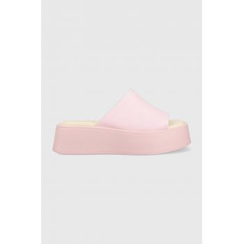 Vagabond slapi de piele COURTNEY femei, culoarea roz, cu platforma, 5334.601.45