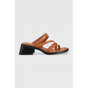 Vagabond slapi de piele INES femei, culoarea maro, cu toc drept