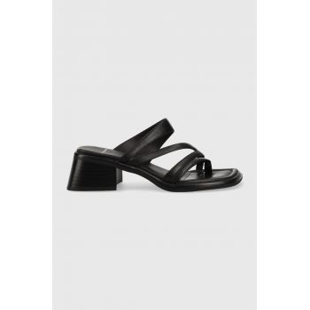 Vagabond slapi de piele INES femei, culoarea negru, cu toc drept