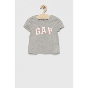 GAP tricou de bumbac pentru copii culoarea gri, cu imprimeu