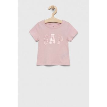 GAP tricou de bumbac pentru copii culoarea roz