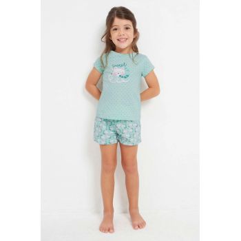 Mayoral pijamale de bumbac pentru copii culoarea verde, modelator