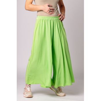 Pantaloni largi, de vara, din vascoza, verde deschis