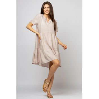 Rochie de vara scurta din in, bej