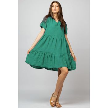 Rochie de vara scurta din in, verde