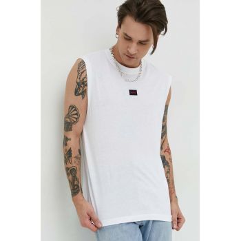 HUGO tricou din bumbac culoarea alb, cu imprimeu