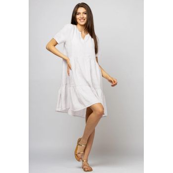 Rochie de vara scurta din in, alba