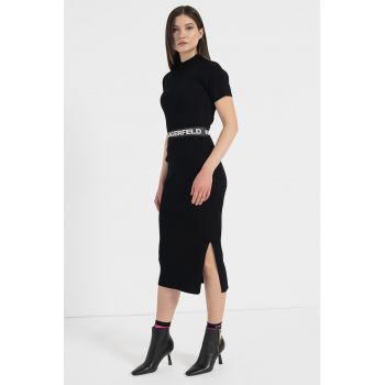 Rochie midi tricotata cu banda logo