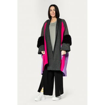 Cardigan cu model colorblock - fara inchidere