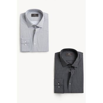 Set de camasi regular fit cu imprimeu - 2 piese