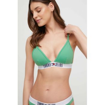 Tommy Jeans sutien de baie culoarea verde, cupa usor rigidizata