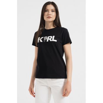 Tricou din bumbac organic cu imprimeu logo Ikonik
