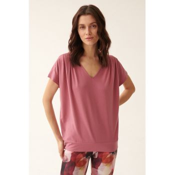 Tricou din amestec de modal cu decolteu in V