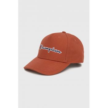 Champion șapcă de baseball din bumbac culoarea maro, cu imprimeu ieftina