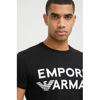 Emporio Armani Underwear tricou de pijama din bumbac culoarea negru, modelator