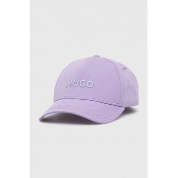 HUGO șapcă de baseball din bumbac culoarea violet, cu imprimeu ieftina