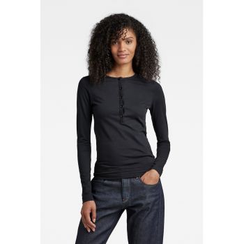 Bluza din amestec de bumbac organic cu fenta scurta cu nasturi