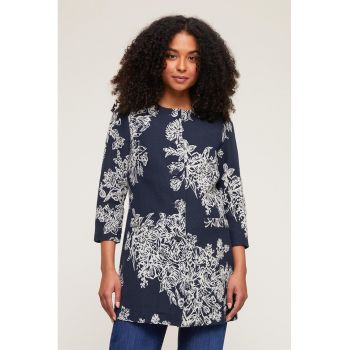 Cardigan cu imprimeu floral si maneci 3/4
