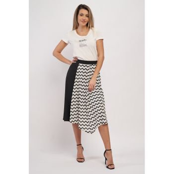 Tricou din bumbac cu imprimeu si decolteu rotund