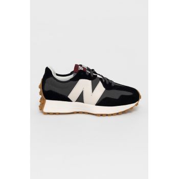 New Balance Pantofi de piele întoarsă WS327KC culoarea negru, cu toc plat WS327KC-001