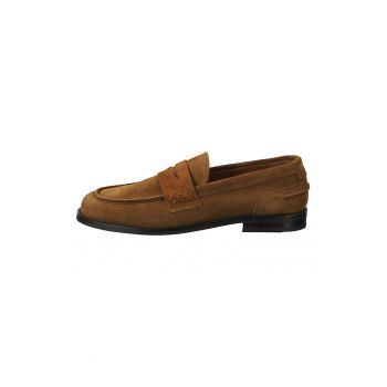 Pantofi loafer din piele intoarsa cu model uni