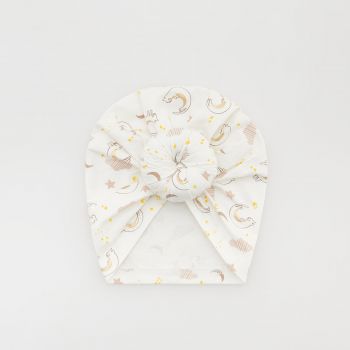 Reserved - Căciulă beanie cu nod decorativ - Ivory