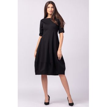 Rochie lalea cambrata din jerseu punto milano, neagra