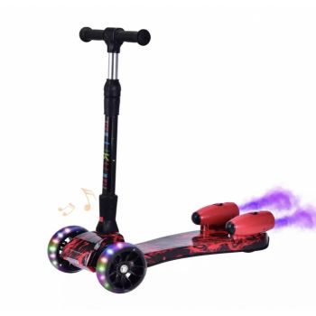 Trotineta cu aburi, sunete si lumini, cu Bluetooth si cablu USB, TR07, rosu