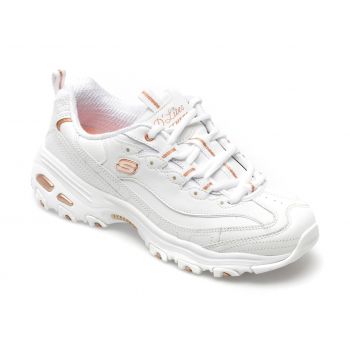 Pantofi sport SKECHERS albi, D LITES, din piele ecologica