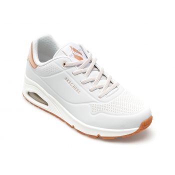 Pantofi sport SKECHERS albi, UNO, din piele ecologica