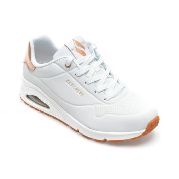 Pantofi sport SKECHERS albi, UNO, din piele ecologica