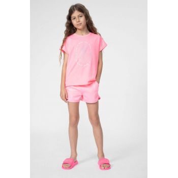 4F pantaloni scurți din bumbac pentru copii culoarea roz, neted de firma originali