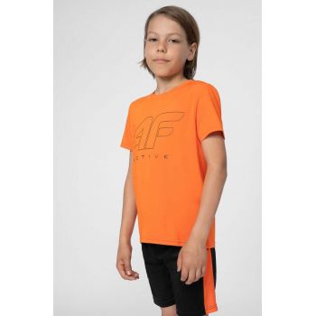 4F tricou copii culoarea portocaliu, cu imprimeu