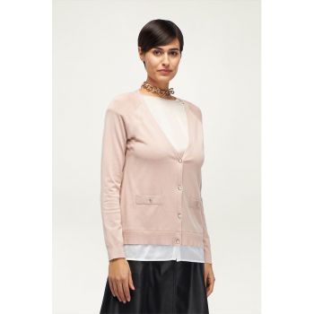 Cardigan cu decolteu in V si buzunare decorative