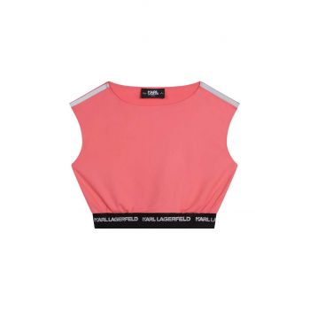 Karl Lagerfeld bluza copii culoarea roz, neted