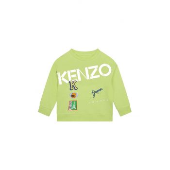 Kenzo Kids hanorac de bumbac pentru copii culoarea verde, cu imprimeu de firma original