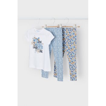 Set de colanti cu imprimeu floral si tricou - 3 piese