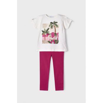 Set de colanti si tricou din bumbac cu imprimeu